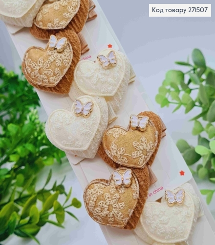 Набір заколок стріла (20шт) "СЕРЦЕ" з  метеликом, Пастельні кольори, заколка 3,5см, серце 4*3,5см 271507 фото 1