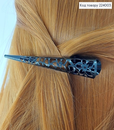 Заколка стріла метал кружево 11 см чорний 224003 фото 1