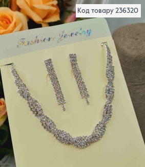 Набір Кольє та сережки гвоздики, з маленькими камінчиками 236320 фото