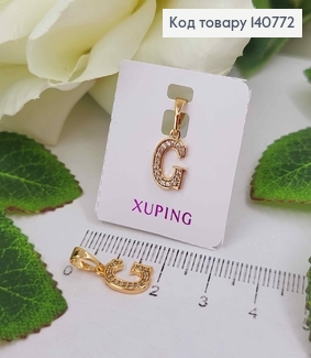 Кулон, Буква "G" в камінцях, 1см, Xuping 18K 140772 фото