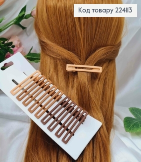 Заколка стрела, Металл-каучук, Прямоугольная, цвета в ассорт., матовая 6см 224113 фото