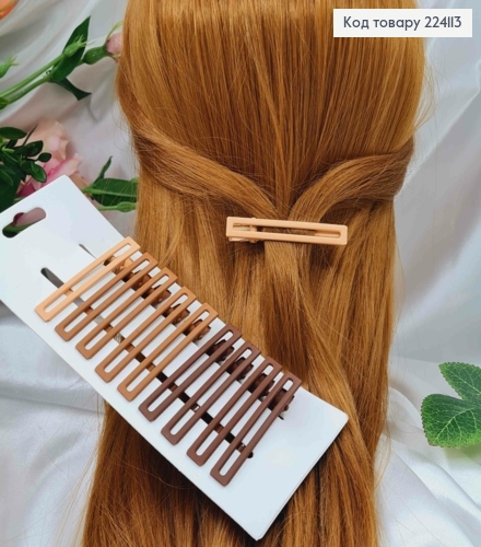 Заколка стрела, Металл-каучук, Прямоугольная, цвета в ассорт., матовая 6см 224113 фото 1