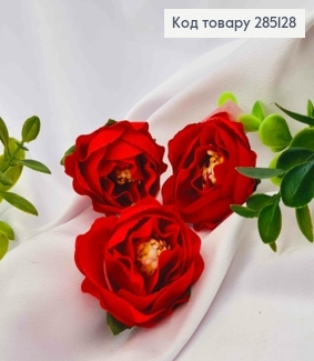 Искусственное приложение цветок Пионовидная Роза, КРАСНОГО цвета, 4,5*4см 285128 фото