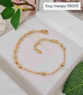 Браслет, плетение Шариками разного размера, дл. 17+3см, шир.5мм, Xuping 18К. 151005 фото