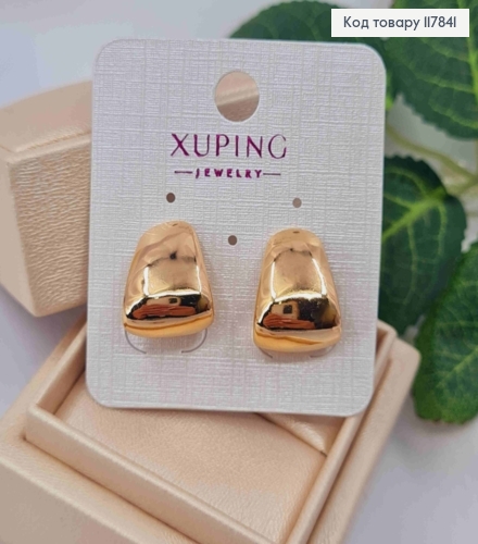 Сережки гвіздки, Вигнуті пластинки розширені до низу, 1,7см, Xuping 18K 117841 фото 2