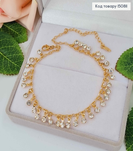 Браслет на ногу, с подвесками камешками, длина 24+4см, Xuping 18K 150811 фото 1