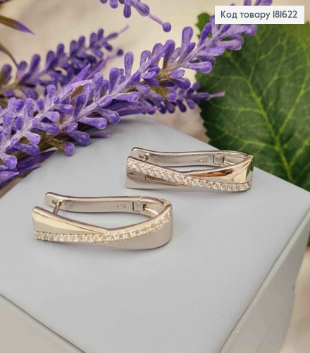 Серьги овальные "Песочные Часы" с камнями, длина 3см, англ. застежка XUPING 181622 фото 1