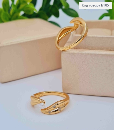 Перстень с жемчужкой и камешками, Xuping 18К. 171185 фото 1