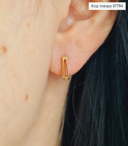 Серьги кольца, "Квадратные", ширина 3мм, длина 9мм, Xuping 18К. 117784 фото 2