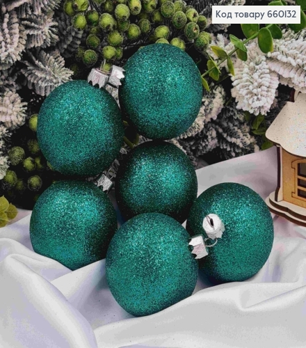 Набір куль 60мм Блиск СМАРАГДОВИЙ 6шт/уп, Україна 660132 фото 1