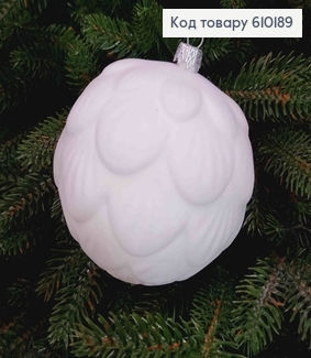 Игрушка шар 100мм "БАРХАТ" белая ШИШКА, Украина 610189 фото