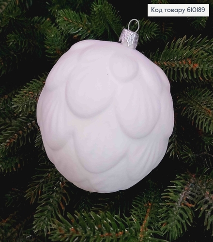 Игрушка шар 100мм "БАРХАТ" белая ШИШКА, Украина 610189 фото 1