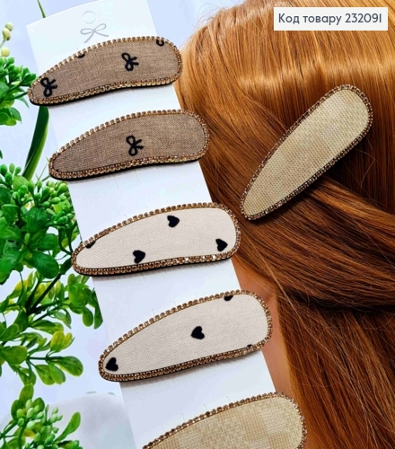 Заколка Тик-Так, Овальная в ассортименте украшена стразами, Пастельные цвета в ассорт, 8см. 232091 фото 1