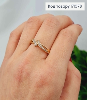Перстень прикрашений Блискучим камінням,  Xuping 18К 171078 фото