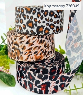 Лента репсовая, с "Леопардовым" принтом (в ассорт), ширина 4см, длина 20 ярдов (18м) 726049 фото