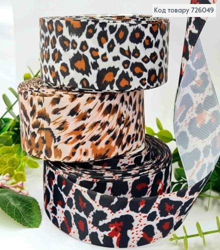 Лента репсовая, с "Леопардовым" принтом (в ассорт), ширина 4см, длина 20 ярдов (18м) 726049 фото 1