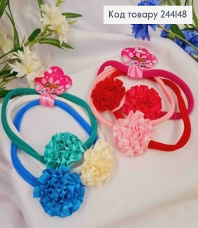 Повязка - Резинка с Цветочком, 3 шт/уп, цвета в ассортименте 244148 фото