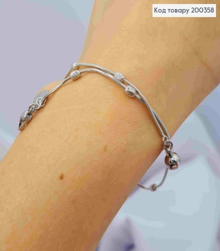 Браслет родований на ногу з Овальними кульками, довжина 26см, Xuping 200358 фото 2