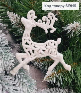 Новорічна фігура Блиск Олень Білий з візерунком, 11*10см, Україна 619146 фото