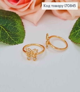 Кольцо на фаланге, "Бабочка" в каминах, 14-15р, Xuping 18K 170845 фото