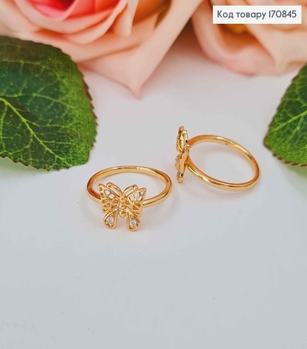 Кольцо на фаланге, "Бабочка" в каминах, 14-15р, Xuping 18K 170845 фото 1