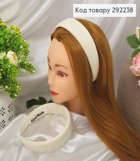 Обруч  широкий 4,5см , ЕКОшкіра, колір АЙВОРІ, ручна робота, Україна 292238 фото