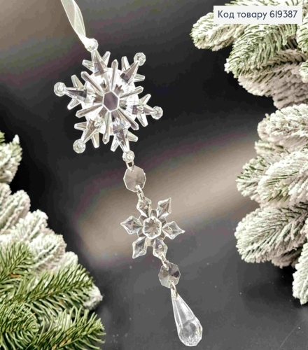 Фігурка "ПІДВІСКА сніжинок" ,довжина 18см, новорічна прикраса, пластик 619387 фото 1