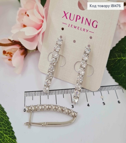Серьги стрелы, с Большими Блестящими камнями в одну строку, 3,2см, англ застежка, Xuping 181476 фото 3