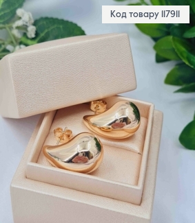 Серьги гвоздики, объемная Капелька, 2,6см, XUPING 18K 117911 фото