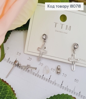 Сережки родовані гвіздки Хрести з камінцем, 2*1см, Xuping 180718 фото