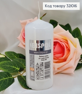 Свічка циліндр BISPOL 50/100 20 годин Біла 321016 фото