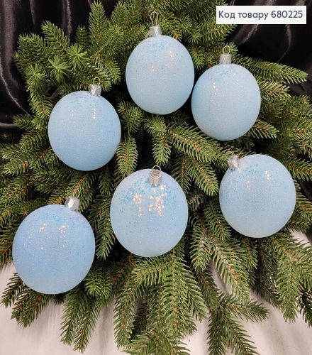 Іграшка куля 80мм РОЗКІШНИЙ БЛИСК,  колір БЛАКИТНИЙ, 6шт/уп., Україна 680225 фото 1