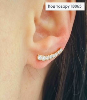 Серьги крючки украшены Блестящими камешками в один ряд, 1,9см, Xuping 18К 118865 фото