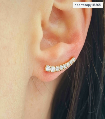 Серьги крючки украшены Блестящими камешками в один ряд, 1,9см, Xuping 18К 118865 фото 1