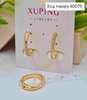 Сережки кільця прикрашені Блискучими камінцями, діаметр 1,6см, Xuping 18K 110079 фото
