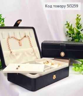 Сундучок-органайзер для хранения украшений, Черного цвета, 16*11*5см,  (на кнопке) 513259 фото
