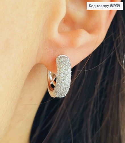 Серьги кольца украшены Блестящими камешками, диаметр 1,5см, Xuping 181939 фото 1