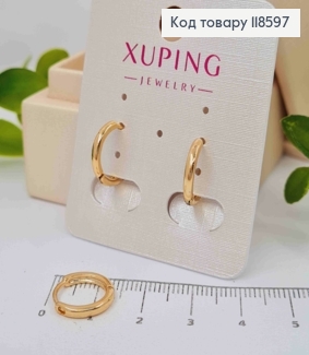 Серьги кольца Классические, ширина 2мм, диаметр 1,3см, Xuping 18К. 118597 фото