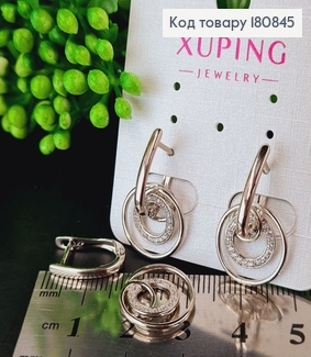 Сережки родовані "Кола" з камінцями (англ.застібка), 2*1,2см, Xuping 180845 фото