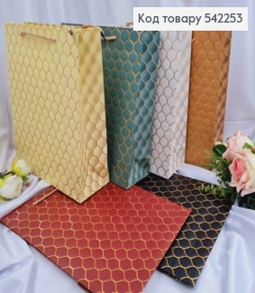 Пакет бумажный с золотым тиснением, 32*26*10см, цвета в ассортименте. 542253 фото