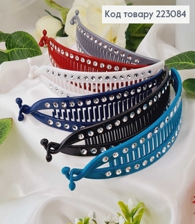 Заколка банан, пластик, с камешками, 14см, цвета в ассорт. 223084 фото