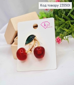 Брошка метал, "Вишеньки-Черешеньки", 4*4см, Золотого кольору 235501 фото