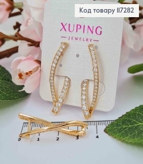 Серьги стрелы украшены Блестящими камешками 3,7см, английская застежка XUPING 18K 117282 фото