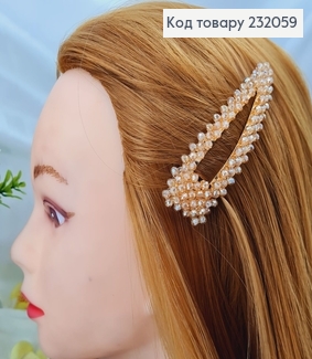 Заколка Тік-так 9см з ЯНТАРНИМИ камінцями  232059 фото