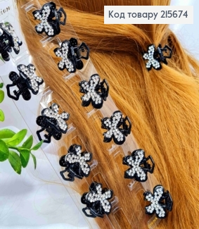 Краб металл "МИНИ БАБОЧКА" украшен Блестящими камешкам, 2см,Черного цвета 215674 фото