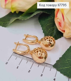 Серьги с подвесной ажурной каплицей, 3,2см, английская застежка, Xuping 18k 117795 фото