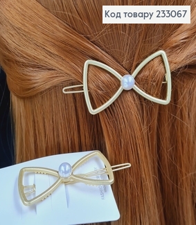Заколка на чуб Бантик , золотого цвета 5,5см 233067 фото
