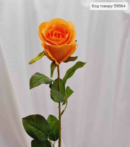 Искусственный цветок Розы, ЖЕЛТО-ГОРЯЧЕГО цвета, высота 70см, цветок 6*7см 551564 фото 1