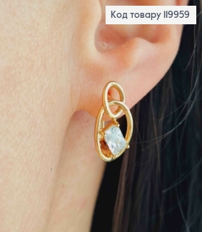 Серьги "Магические" с Блестящим камнем, дл. 1,7см, английская застежка, Xuping 18K 119959 фото
