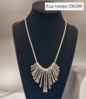 Бижутерия на шею, 45+5 см, с подвеской лучиками в зеленых камнях 236289 фото